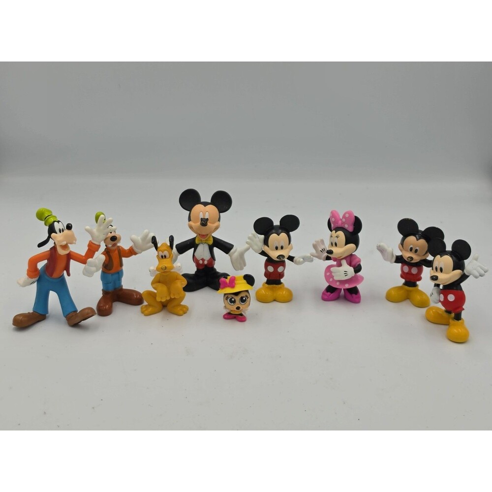 Disney Mickey Mouse Minnie Pluto Goofy Figures Cake Topper Toy Lot Of 9